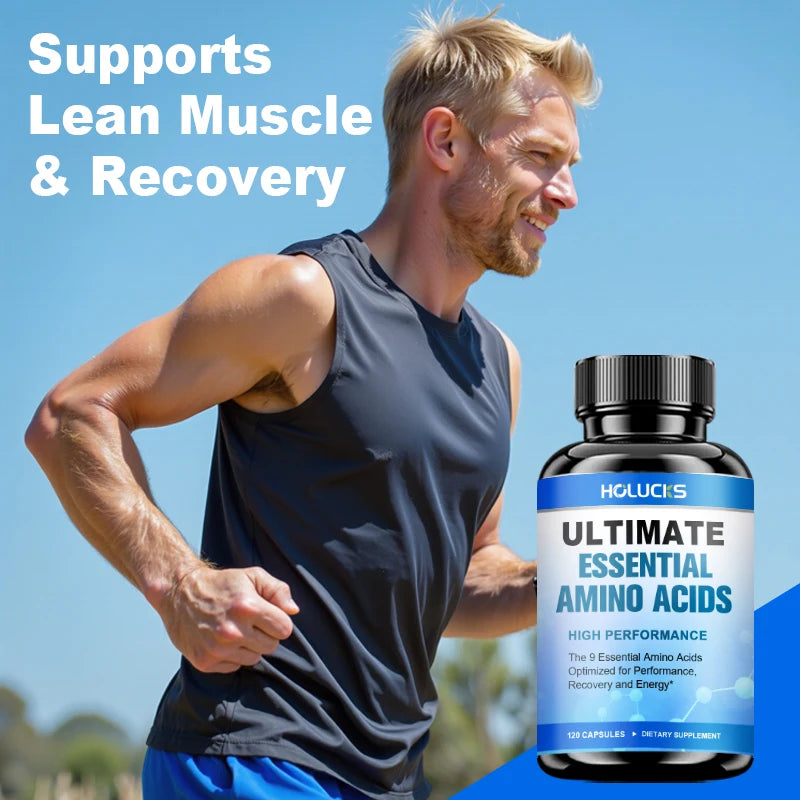 HOLUCKS Essential Amino Acids EAA Supplement 9 EAAs 120 Tablets Muscle Recovery Energy Performance