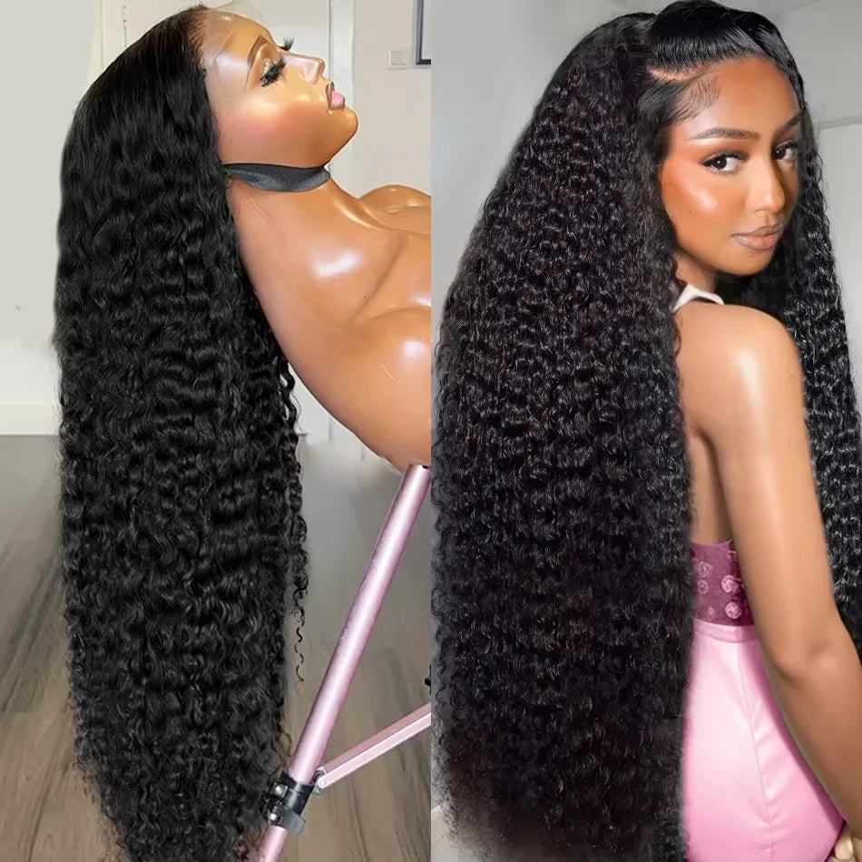 38Inch Deep Wave Frontal Wig Transparent 13x4 13x6 HD Lace Frontal Human Hair Wigs Curly Human Hair Lace Frontal Wigs For Women