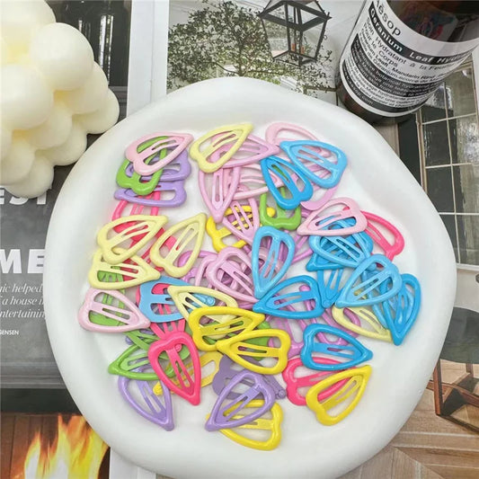 10/20/30Pcs Girls Hair Accessories Resin Love Heart-Shaped Hairpin Candy Color Kids Dripping Oil BB Clip Cute Children Headdress