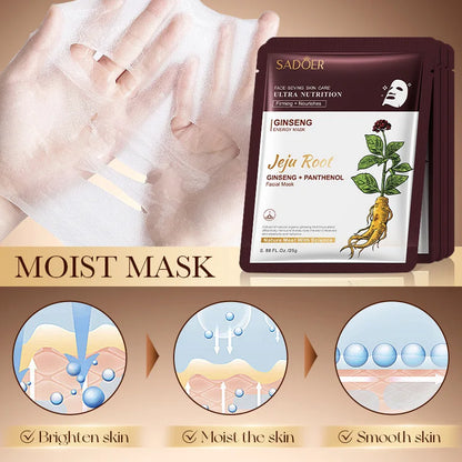 5pcs SADOER Plant Roots Face Mask Ginseng Whitening Facial Masks Moisturizing Firming Hydrating Face Sheet Mask Skin Care