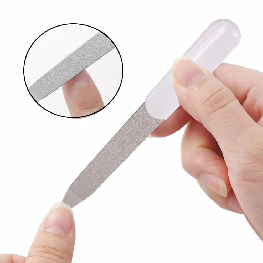 5/10 /50Pcs Stainless Dual Nail Files Metal Sanding File Pedicure Grooming For Professional Finger Toe Nail Care Manicure Tools