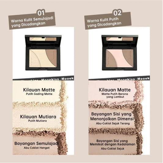 Mooekiss Three-color Contouring Plate Natural Brightening One Plate Multi-Purpose 16.5g Makeup