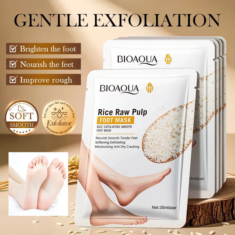 5 Pairs BIOAQUA White Rice Foot Mask Moisturizing Foot Peeling Mask Exfoliating Feet Spa Pedicure Exfoliant Feet Skin Care