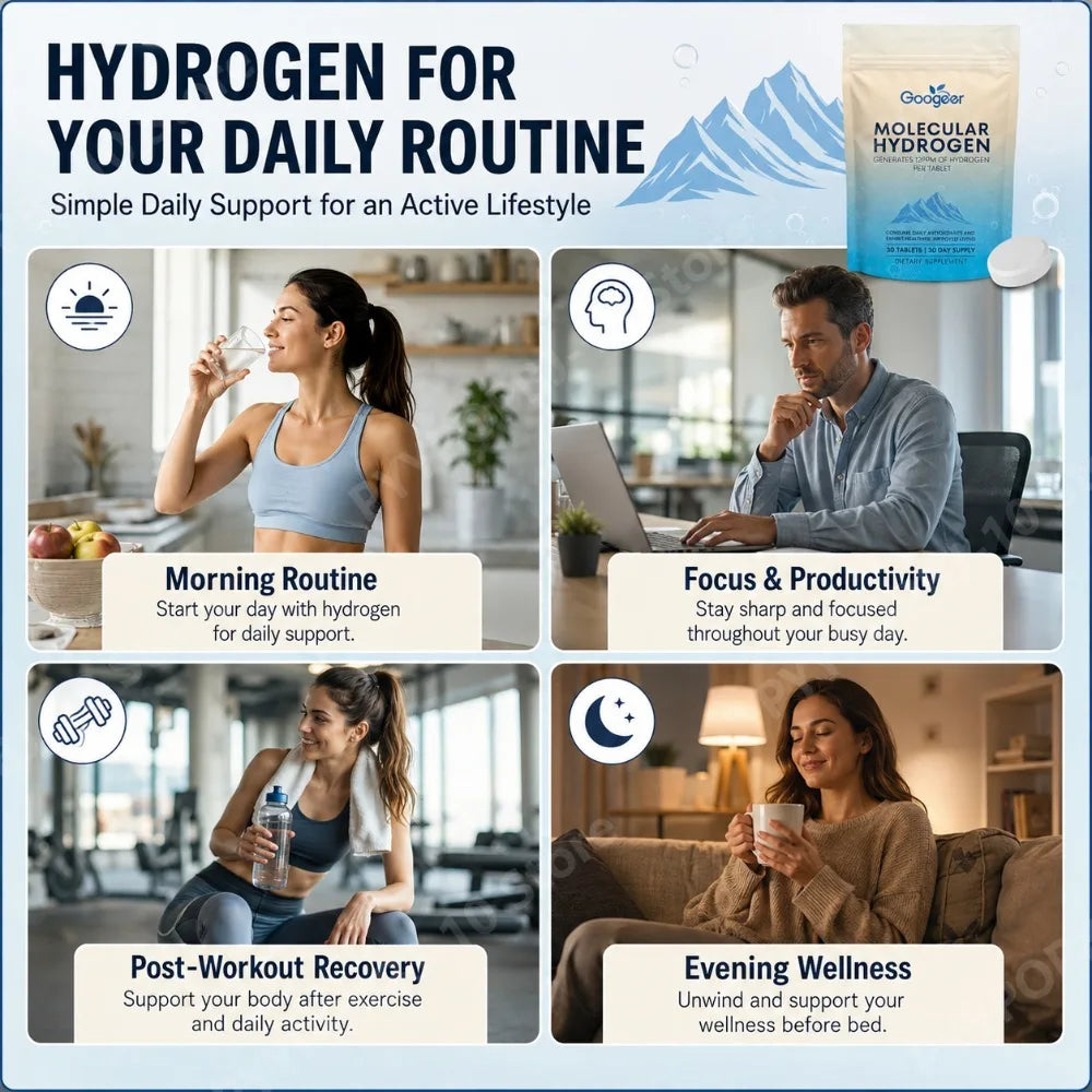 Molecular Hydrogen Tablets 12PPM with 23mg Magnesium for Antioxidant & Brain Energy Support, Daily Cellular Health, 30 Tablets