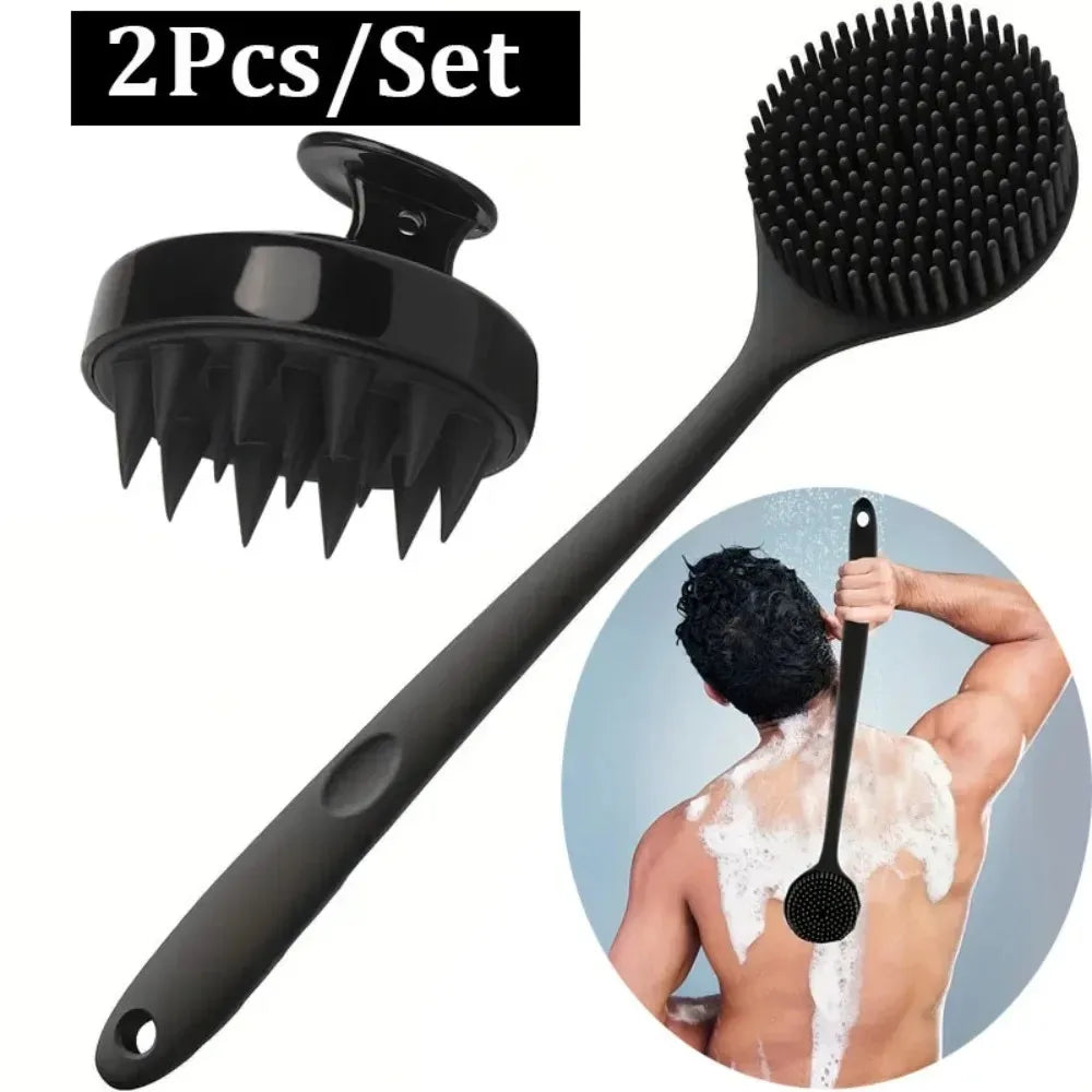 2/3/4pcs Shower Brush Set Back Face Body Scalp Massage Gentle Long Handle Body Brush Soft Bristles Skin Clean Bathing Tools