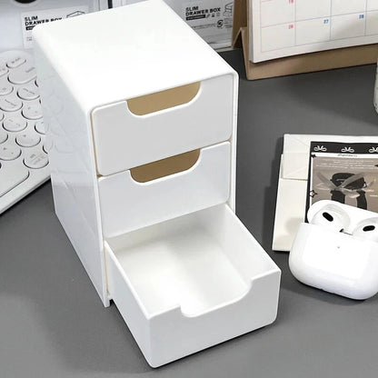 3-Tier Cosmetic Storage Box Organizer With Drawers Multifunctional Countertop Storage For Jewelry Makeup Brush Office Supplies