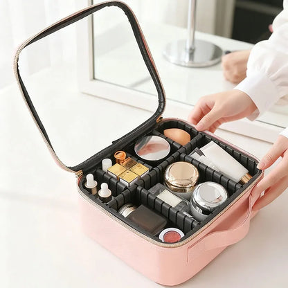 New PU Leather Cosmetic Bag For Women Professional Makeup Case Travel Toiletry Makeup Bag Beauty Nail ToolBox Make Up Handbag