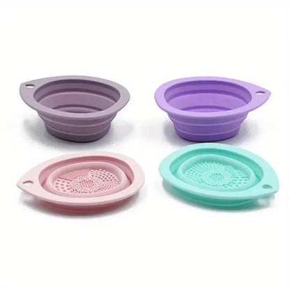 Silicone Folding Makeup Brush Cleaner Powder Puff Washing Bowl Soft Scrubber Mat Beauty Tool Cleaning Board for Brushes Puffs