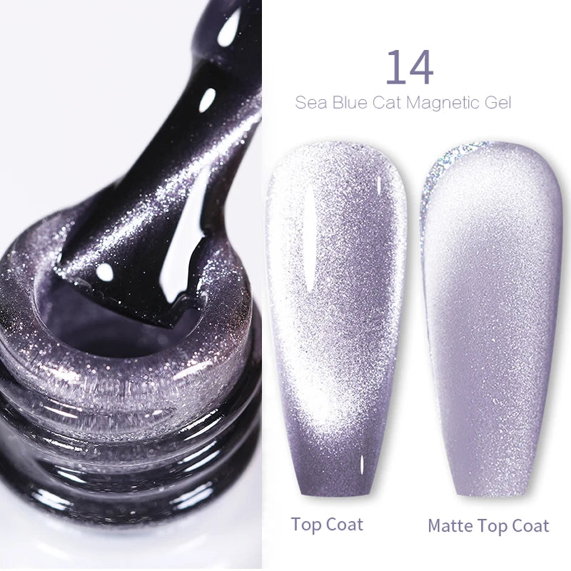 BORN PRETTY 10ml Rainbow Glass Cat Magnetic Nail Gel Polish Sparkling Double Light Reflective Glitter Colorful Laser Varnish
