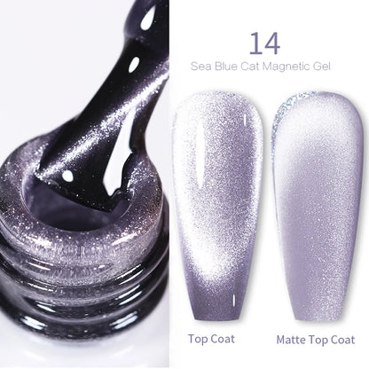 BORN PRETTY 10ml Rainbow Glass Cat Magnetic Nail Gel Polish Sparkling Double Light Reflective Glitter Colorful Laser Varnish