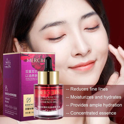 1/2/3pcs 30ML Double Rose Petal Radiance Essence Oil Facial Care Tightening Moisturizing Brightening Face Serum Korean Skin Care