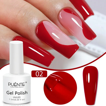 PUENTE 7.5ML Nude Shade Ceramic Cat Eye Gel Nail Polish Shiny Moonlight Cat Eye Gel Soak Off UV Semi-Permanent Nail Art Varnish