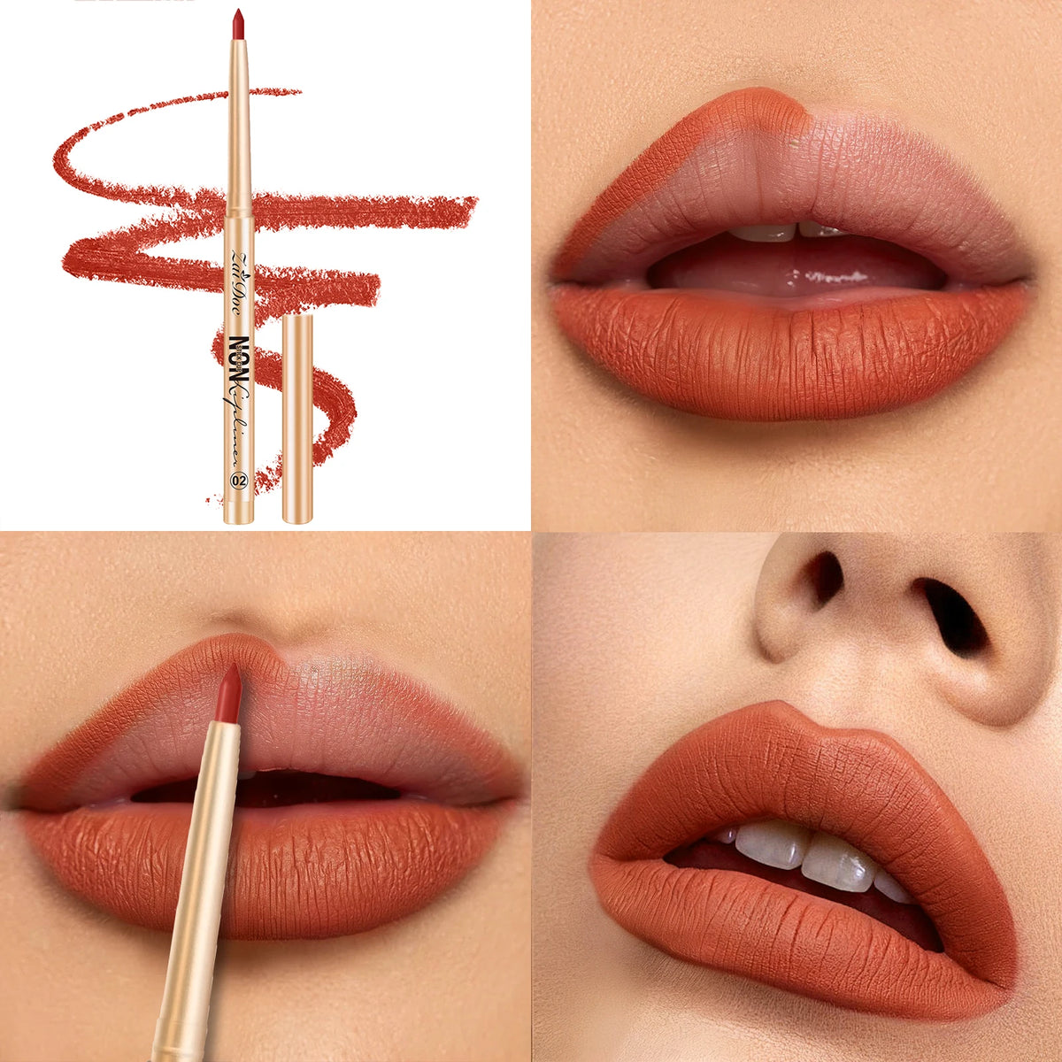 ZaiDoc 3 Colors Lip Liner Pencil Set Long Lasting Waterproof Smudge Proof Smooth Lip Pencil Natural Finish Daily Makeup