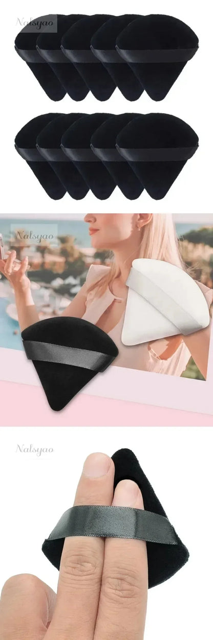 2/5/10/20Pcs Triangle Velvet Powder Puff Mini Face Makeup Sponge Washable Lightweight Cosmetics