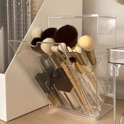 Dressing Table Storage Box Acrylic Makeup Brush Holder Transparent Adjustable Deskto Bathroom Waterproof Storage Accessories