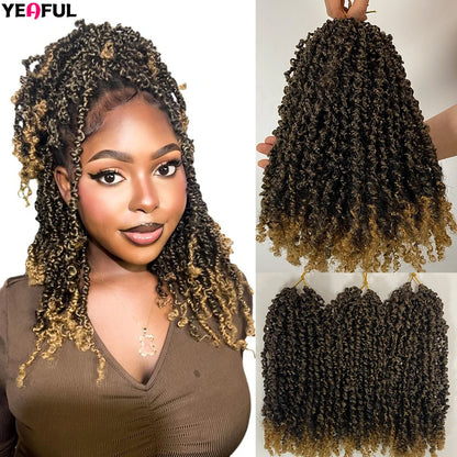 1-6 Packs Yanky Twist Crochet Hair 12"Pre-twisted Natural Black Kinky Mini Spring Twist Small Curly Senegalese Twist Hair Braids
