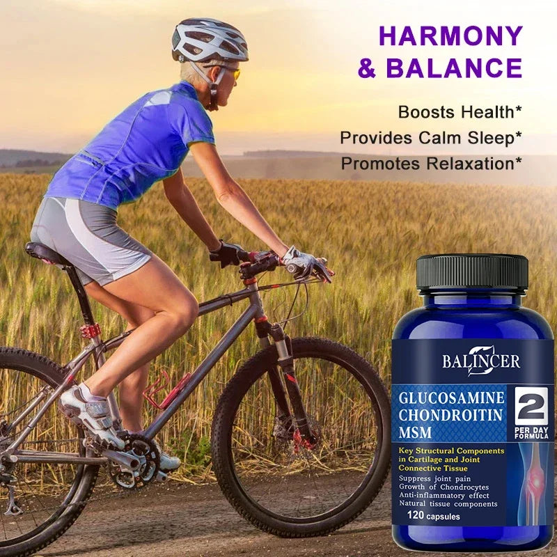 Glucosamine Chondroitin MSM - for Joint and Knee Health, Immune System, Non-GMO, 120 Capsules