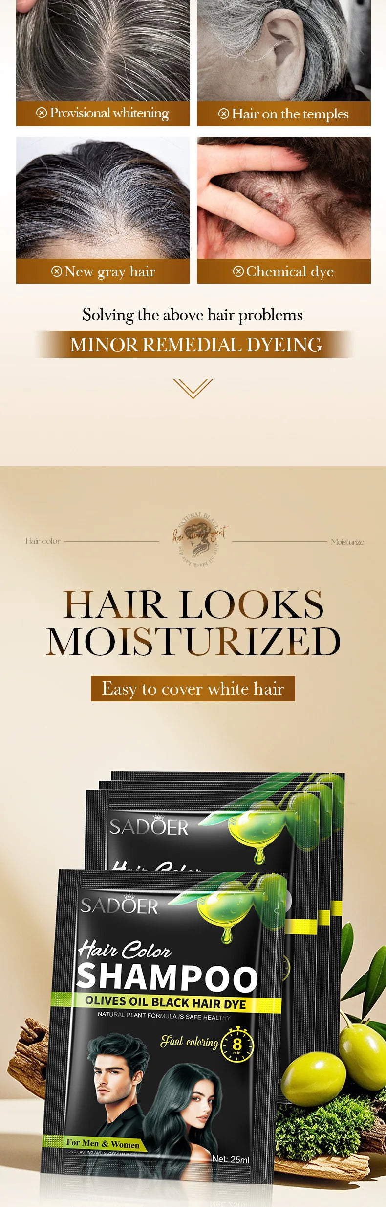 10 Pcs Fast Black Hair Shampoo 15 Mins Fast Become Black Hair Dye Herb Natural Hair Care Restore Colorant Shampoo Hair Care