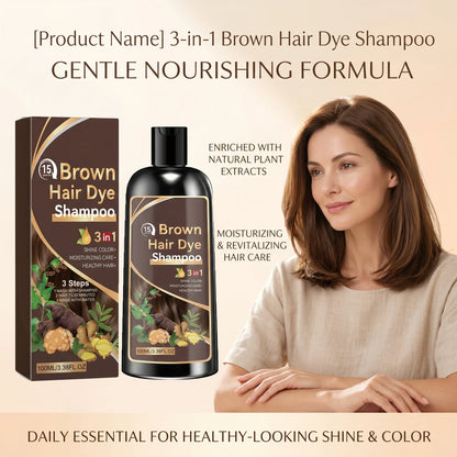 Natural Plant-Based Hair Coloring Shampoo Moisturizing Coverage Gray Hair Long-Lasting Black Color 3 in 1 Black Hair Dye Shampoo