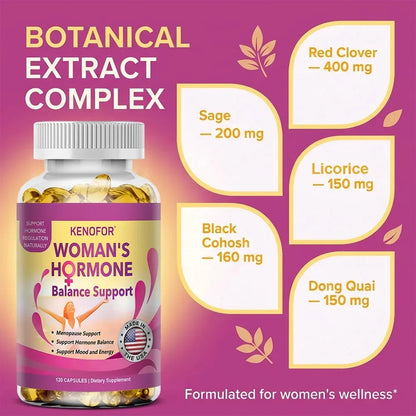 Menopause Relief for Women Hot Flashes Night Sweats & Improve Mood, Support Women's Health, 120 Capsules