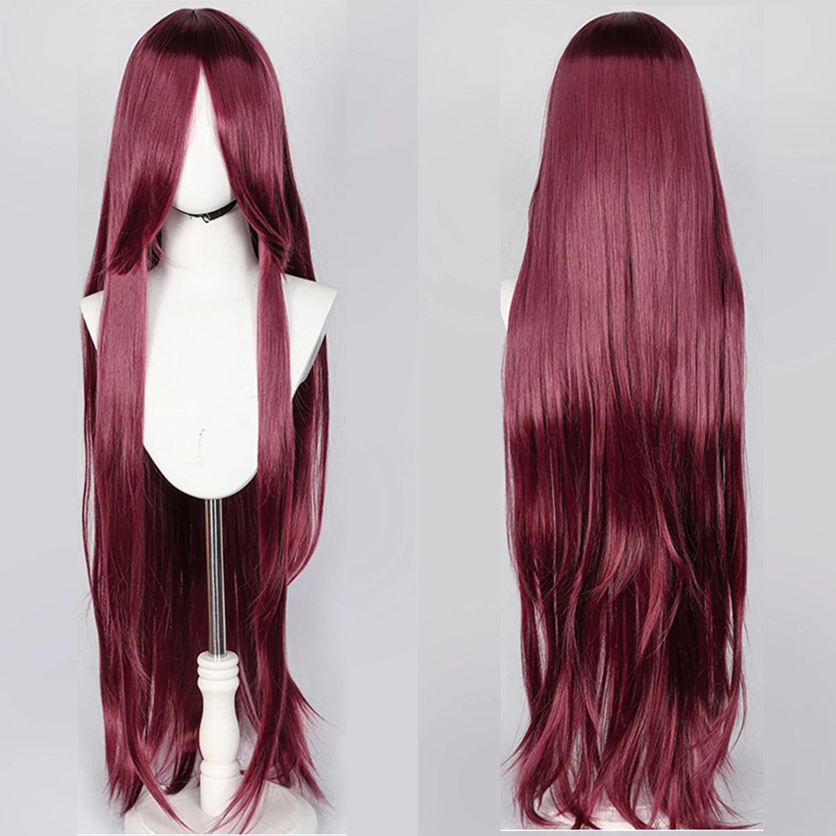 100CM Long Straight Wig With Bangs Synthetic Cosplay Wig For Women Pink Purple Cosplay Wigs for Party For Halloween