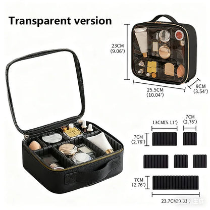 New PU Leather Cosmetic Bag For Women Professional Makeup Case Travel Toiletry Makeup Bag Beauty Nail ToolBox Make Up Handbag