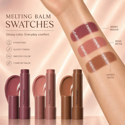 1PC Moisturizing Tinted Lip Balm Stick,3 Shades, Hydrating Glossy Lipstick for Dry Chapped Lips, Lightweight Shine Lip Care Balm