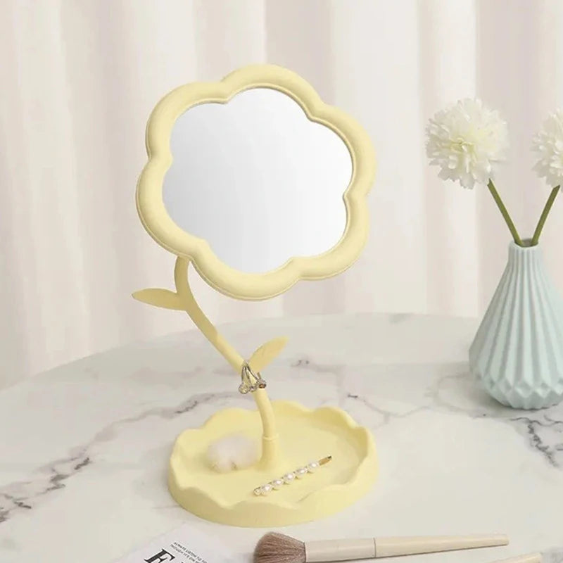 Desktop Makeup Mirror Heart Shape Makeup Vanity Portable Double-side Vanity Mirror Hand Mirror Cosmetic Compact Mirror for Women