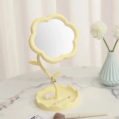 Desktop Makeup Mirror Heart Shape Makeup Vanity Portable Double-side Vanity Mirror Hand Mirror Cosmetic Compact Mirror for Women