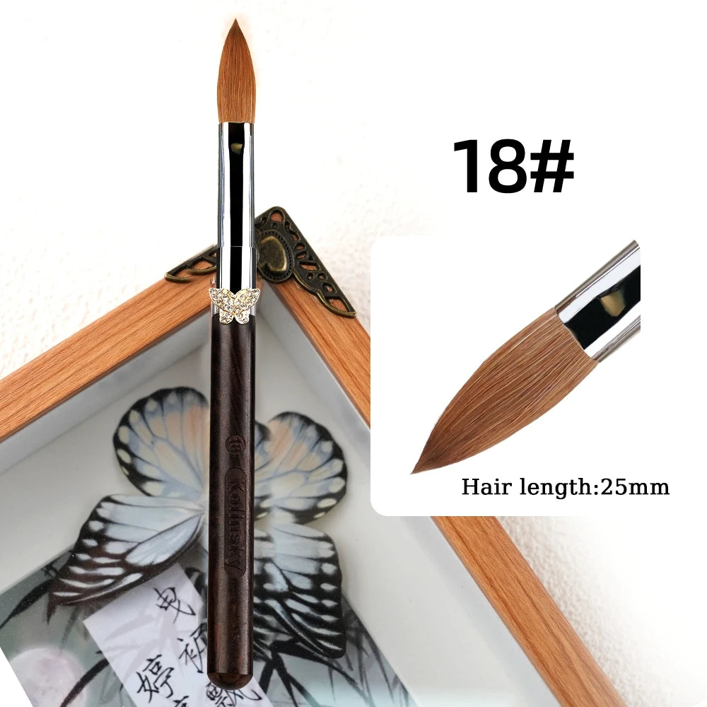 100% Kolinsky Acrylic Brush UV Gel Carving Nail Brush Purple Sandalwool Handle Zircon Butterfly Manicuring Nail Tools Size 2-20