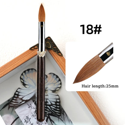 100% Kolinsky Acrylic Brush UV Gel Carving Nail Brush Purple Sandalwool Handle Zircon Butterfly Manicuring Nail Tools Size 2-20