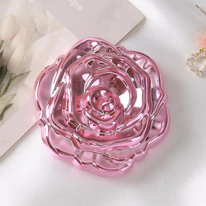 Portable Mini Mirror Retro Rose Flower Shape Small Pocket Makeup Mirror Double Sided Hand Mirrors Compact Cosmetic Beauty Girls
