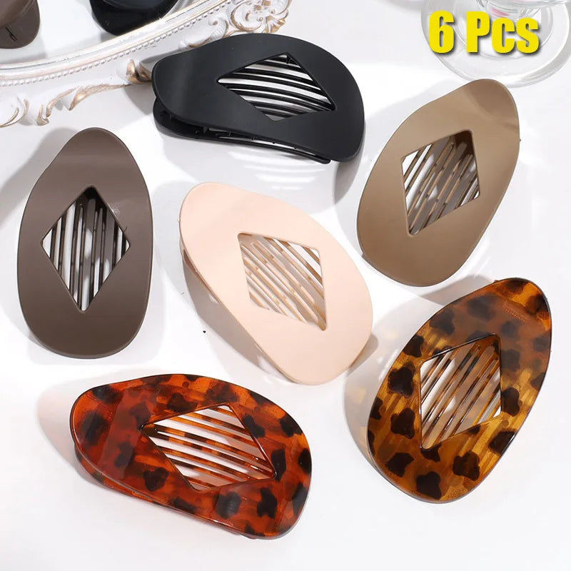 Fashion Oval Hair Claw Clip for Women New Design Leopard Matte Curved Flat Styling Barrettes Lady Ponytail Hairgrip Accessories