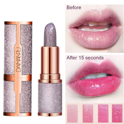 Glitter Lipstick Temperature Color Changing Long Lasting Lip Tint Waterproof Red Pink Sexy Lips Cosmetics Makeup
