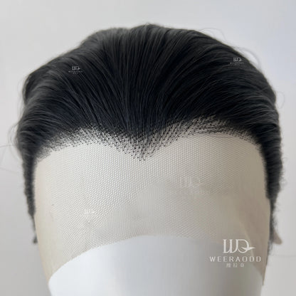 Black Short Hair Wig for Man with A Slicked-back Hairstyle Cosplay 13*4 HD Synthetic Lace Front Wig Short Wigs Frontal Peluca