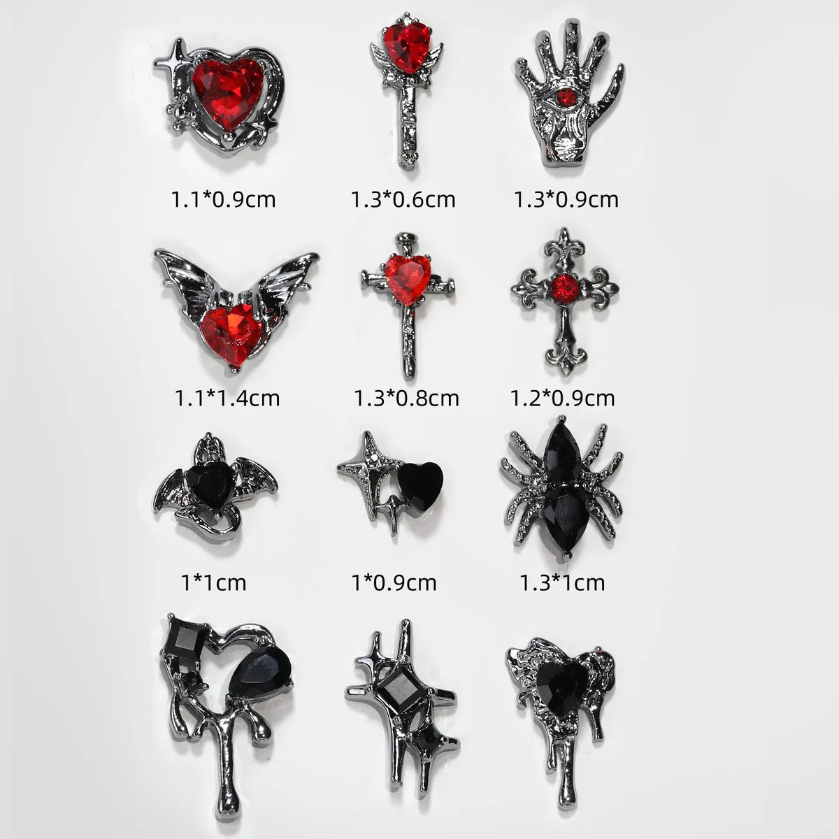 Boxed Retro Alloy Y2K 3D Cross Nail Art Jewelry With Rhinestones Punk Nail Art Charm Accessories DIY Nail Decorations