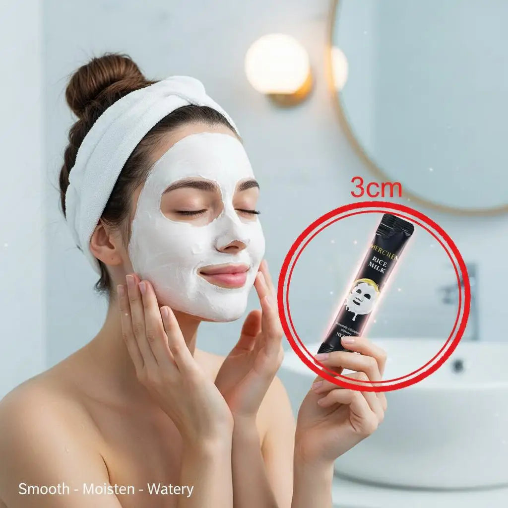 Rice Milk Collagen Yeast Brightening Mask 10 Pack  Sachets Peel-Off Facial Mask Deep Hydrating Moisturizing Nourishing Skincare
