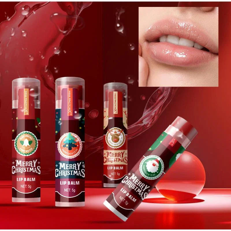 Christmas Lip Balm Set,Festival Gift Box 8-Piece Lipstick Kit, Lip Winter Anti Cracking Moisturizing Brightening Care,Non Sticky