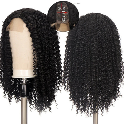 Synthetic Long Wave Wigs For Black Women Malaysian Hand woven lace Curly Human Hair Wigs With Bangs Full Machine Made Wigs