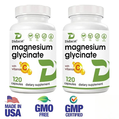 Magnesium Glycinate 1000 Mg, 120 Veggie Capsules - Highly Purified Trace Mineral for Muscle, Joint, Heart and Digestive Health
