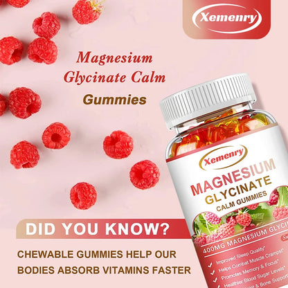 Magnesium Glycinate Gummies 400 Mg - 100 Vegetarian Gummies - Supports Muscle, Joint and Heart Health