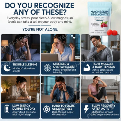 Magnesium Bisglycinate Gummies Support Daily Sleep Quality Help Maintain Nervous System Health Assist Muscle Recovery 60 Gummies