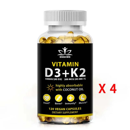 Vegan Vitamin D3+K2 Capsule Regulate Calcium Metabolism Support Teeth Bone Heart Health Joint Health
