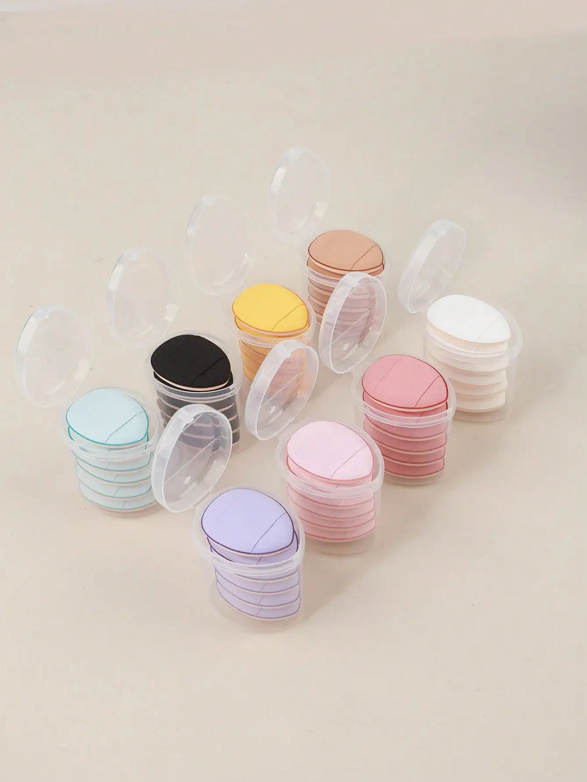 6 Pcs Purple Teardrop Makeup Puff Double Sided Cushion Puff With Storage Box Wet Dry Cosmetic Foundation Sponge
