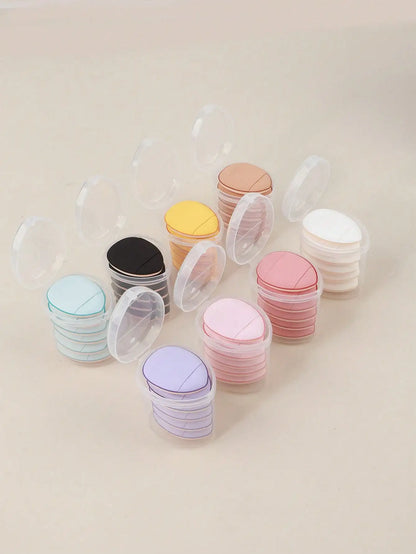 6 Pcs Purple Teardrop Makeup Puff Double Sided Cushion Puff With Storage Box Wet Dry Cosmetic Foundation Sponge