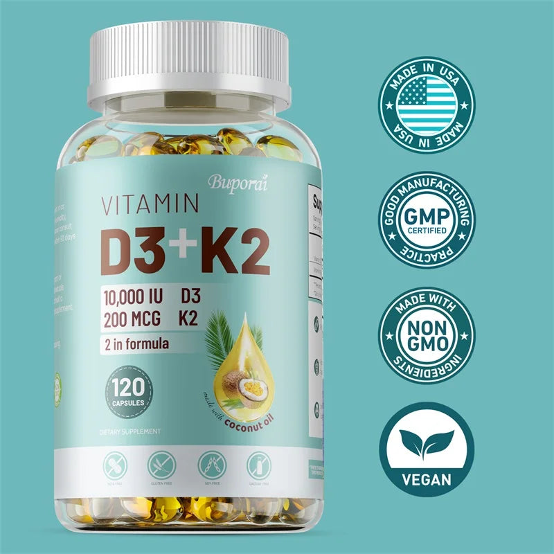 VITAMIN D3&K2 - Nerve, Muscle, Heart, Bone and Dental Health, Immune System Health