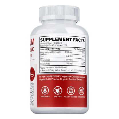 Magnesium Glycinate + Zinc - Improves Sleep Quality, Promotes Cardiovascular Bone and Heart Health, Promote Intestinal Digestion