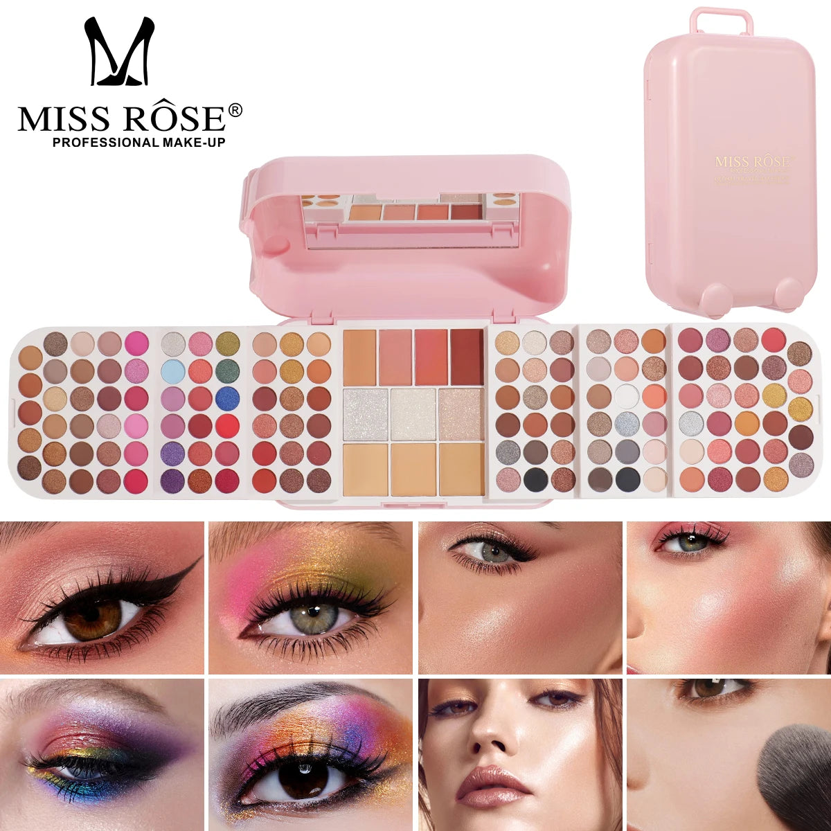 Professional Portable Travel Makeup Set for Women, All‑in‑One Integrated Makeup Palette with Built‑in Mirror for Touch‑Ups, Makeup Gift Set, Perfect Present for Girls on Valentine’s Day, Christmas & Halloween