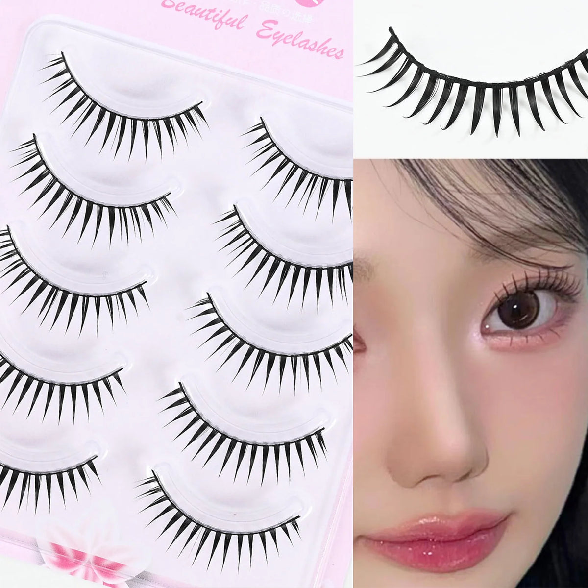 Fluffy cluster False Eyelashes full strips Natural Look Dramatic Wing Manga Lashes Lightweight One-Piece for Women
