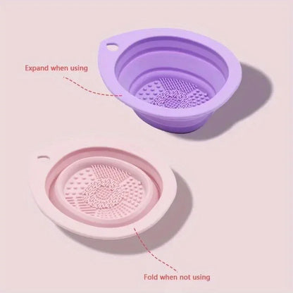 Silicone Folding Makeup Brush Cleaner Powder Puff Washing Bowl Soft Scrubber Mat Beauty Tool Cleaning Board for Brushes Puffs